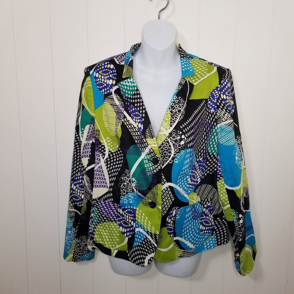 Peter Nygard Blazer Women's Size 12 Retro Funky Two Button